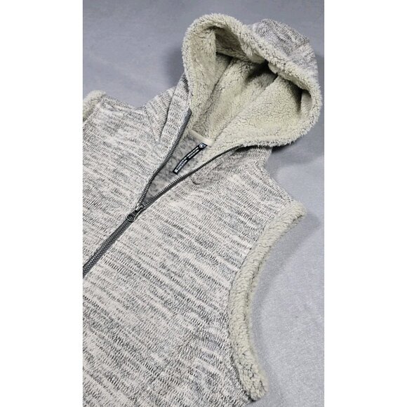KUHL Women’s Alaska Vest Medium-P Heather Gray Hooded Fleece Full Zip - Picture 2 of 16